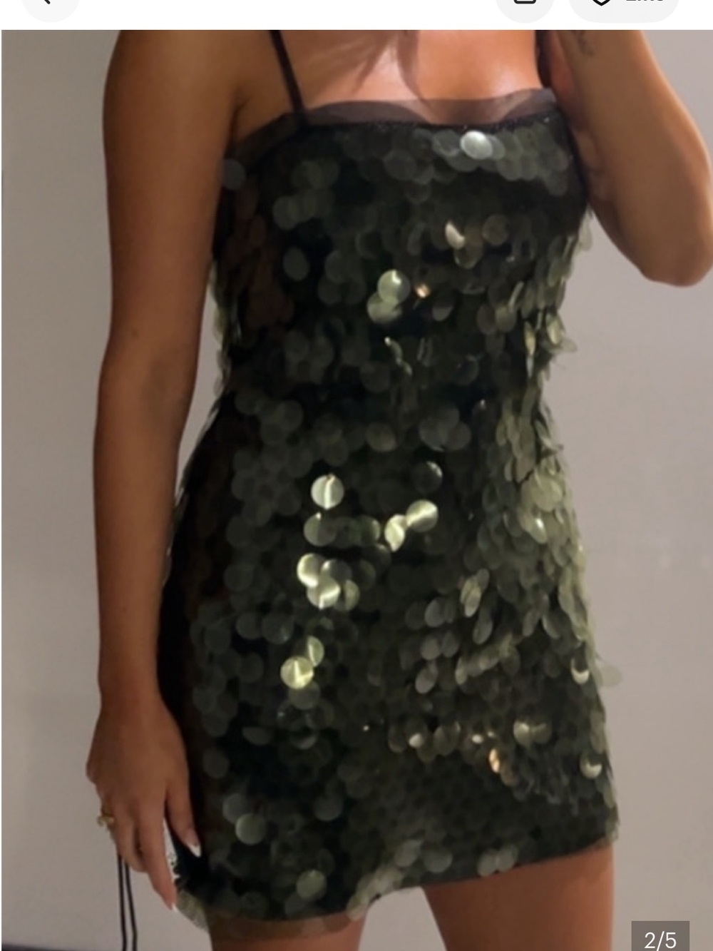 Gianni Bini Emory Sequin Dress Women’s Size 10 Olive Green Iridescent Cocktail